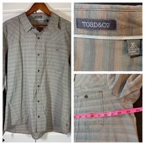 Toad & Co Shirt Mens XL Gray Houndstooth Check Wonderer Organic Stretch Outdoors